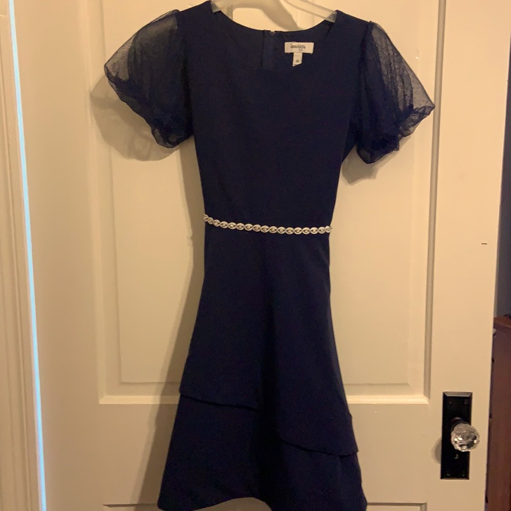 Formal Navy blues with crystal accents at waist